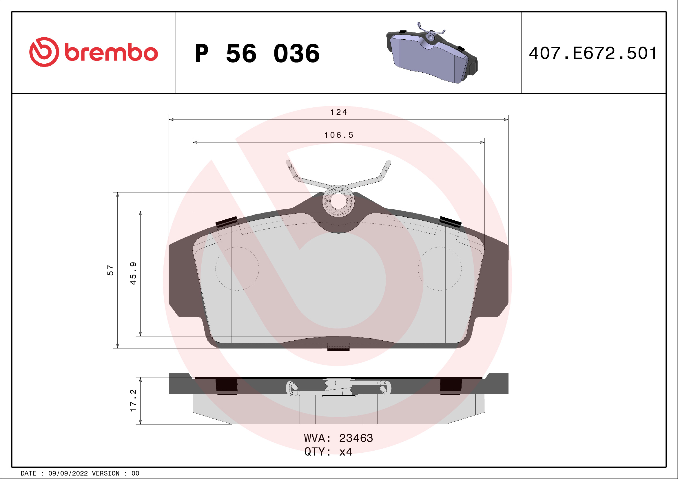 КОМПЛЕКТ СПИРАЧНО ФЕРОДО, ДИСКОВИ СПИРАЧКИ BREMBO P 56 036
