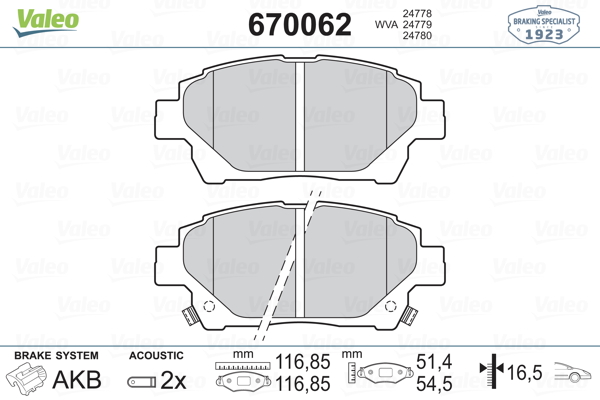 Sada brzdových platničiek kotúčovej brzdy VALEO