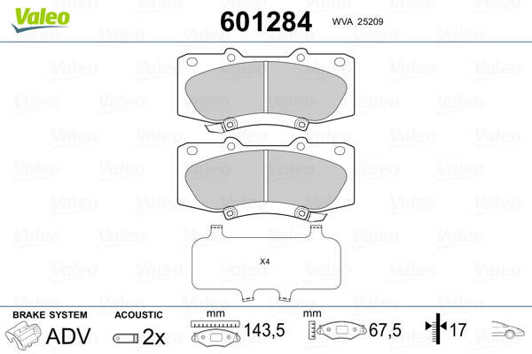 Sada brzdových platničiek kotúčovej brzdy VALEO
