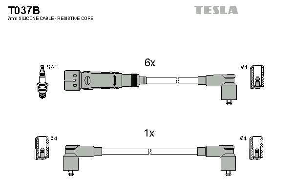Sada zapaľovacích káblov TESLA