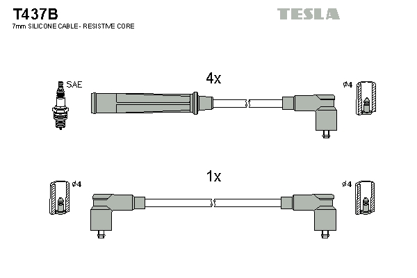 Sada zapaľovacích káblov TESLA