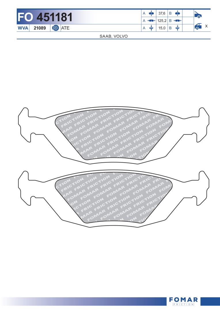 Sada brzdových platničiek kotúčovej brzdy FOMAR Friction