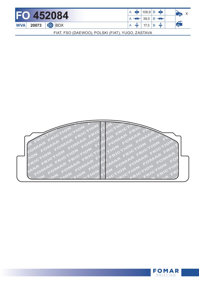 Sada brzdových platničiek kotúčovej brzdy FOMAR Friction