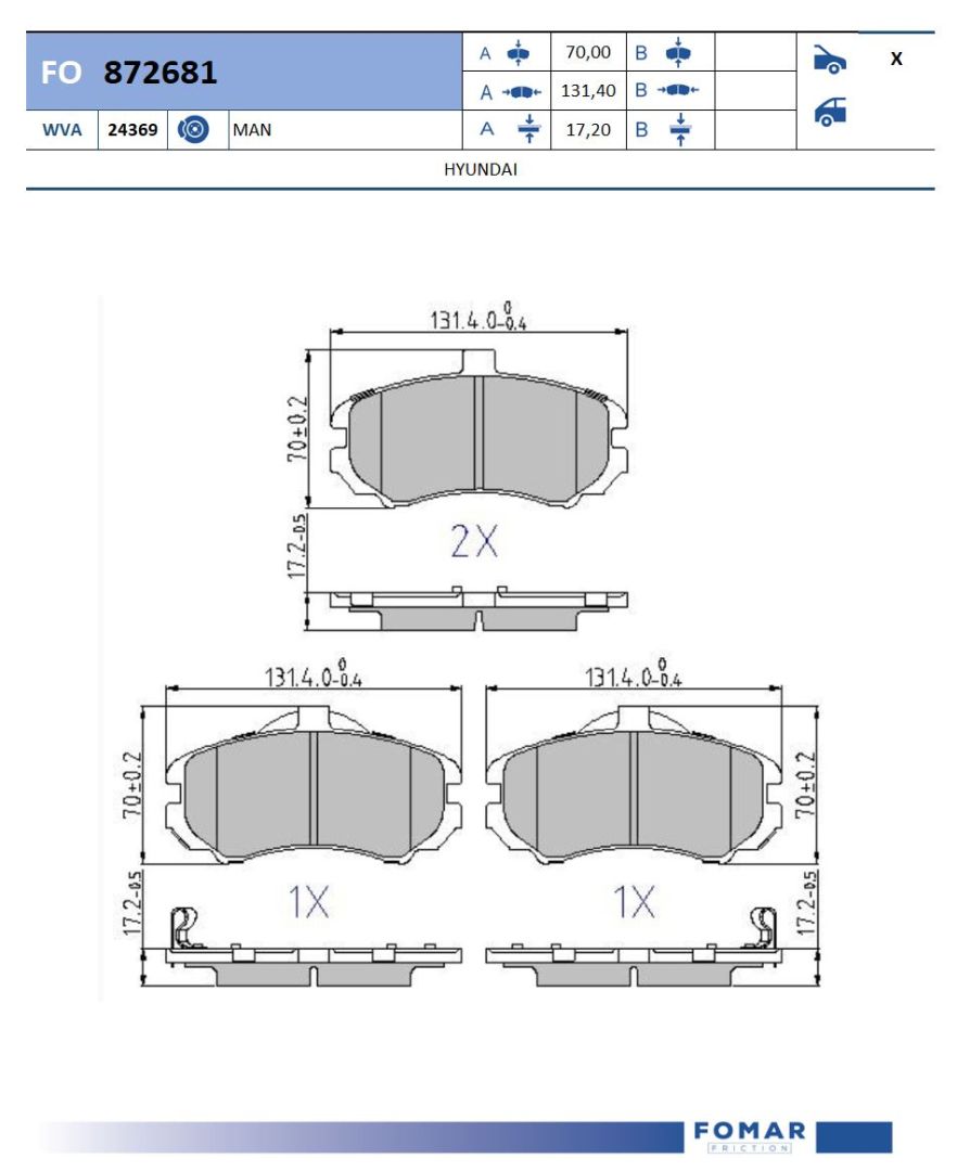 Sada brzdových platničiek kotúčovej brzdy FOMAR Friction