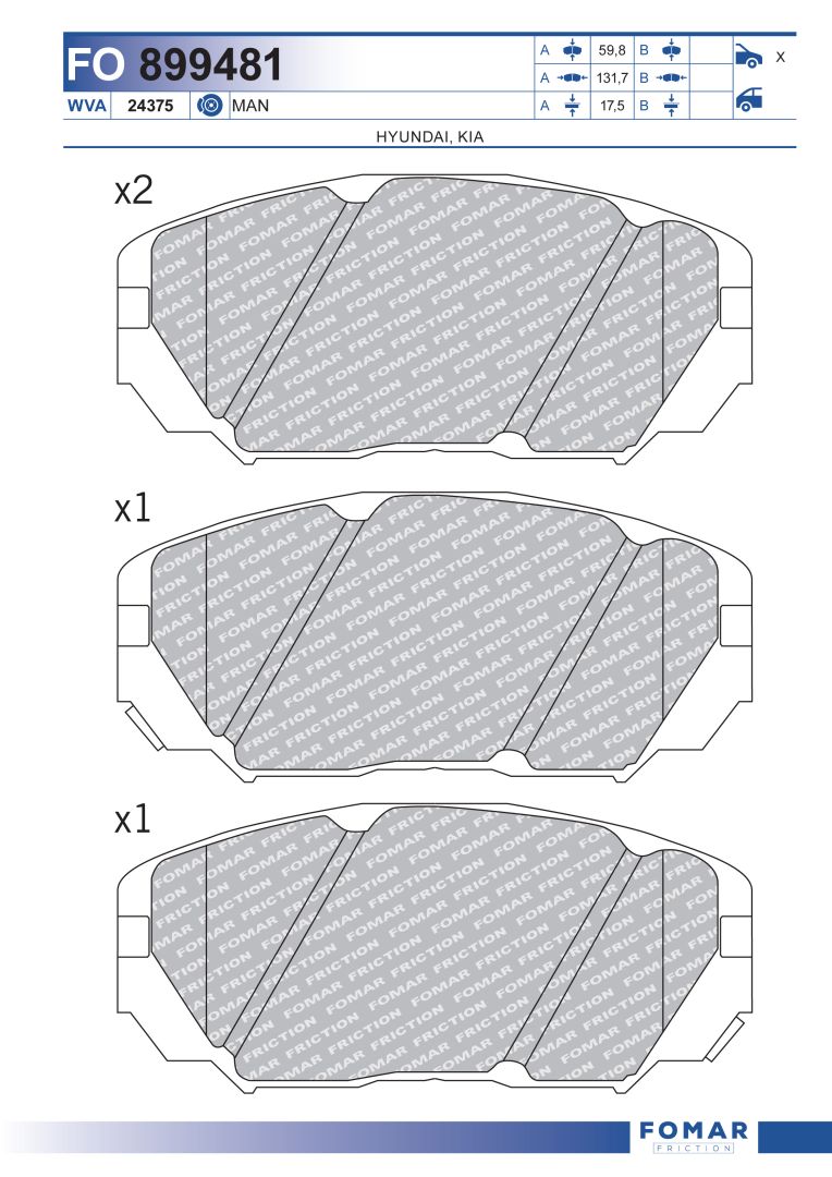Sada brzdových platničiek kotúčovej brzdy FOMAR Friction