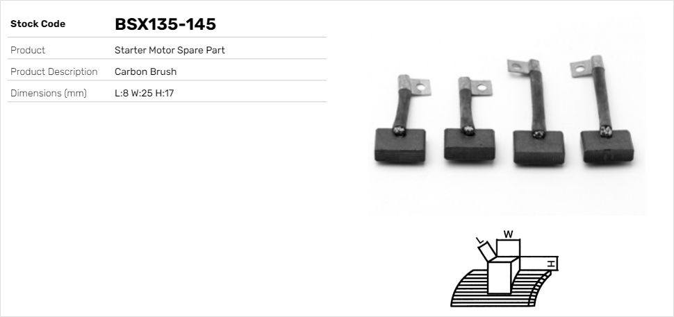 Uhlíkový zberač żtartéra Lucas Elektrik A.Ş.