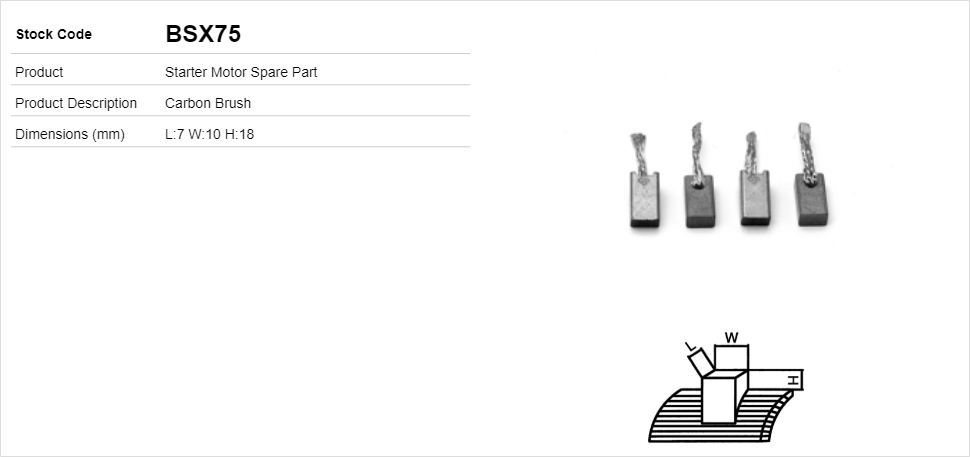 Uhlíkový zberač żtartéra Lucas Elektrik A.Ş.