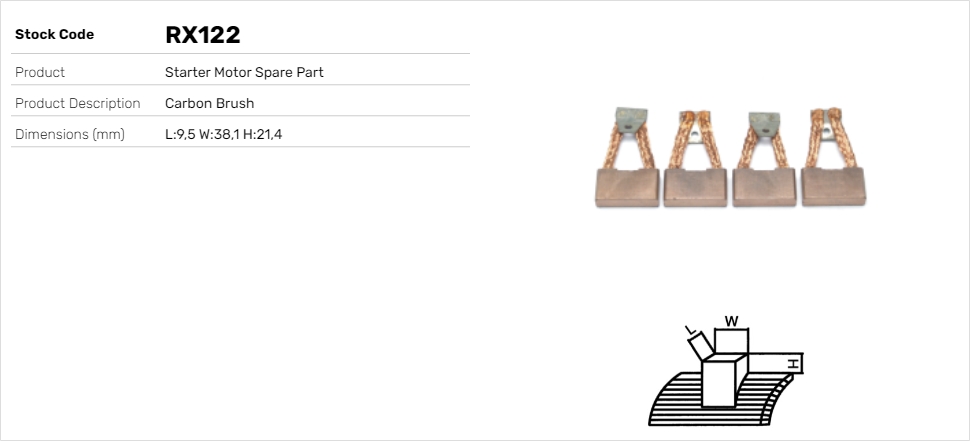 Uhlíkový zberač żtartéra Lucas Elektrik A.Ş.