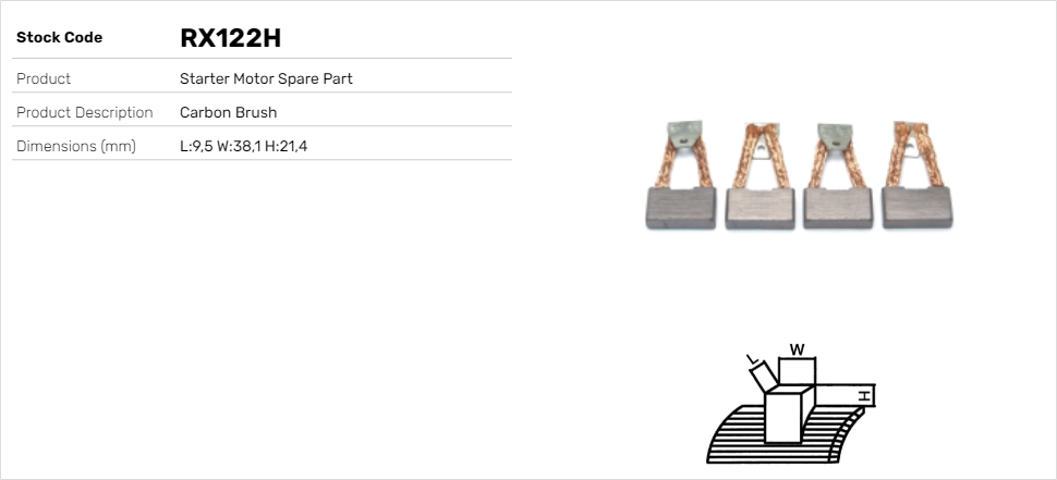 Uhlíkový zberač żtartéra Lucas Elektrik A.Ş.