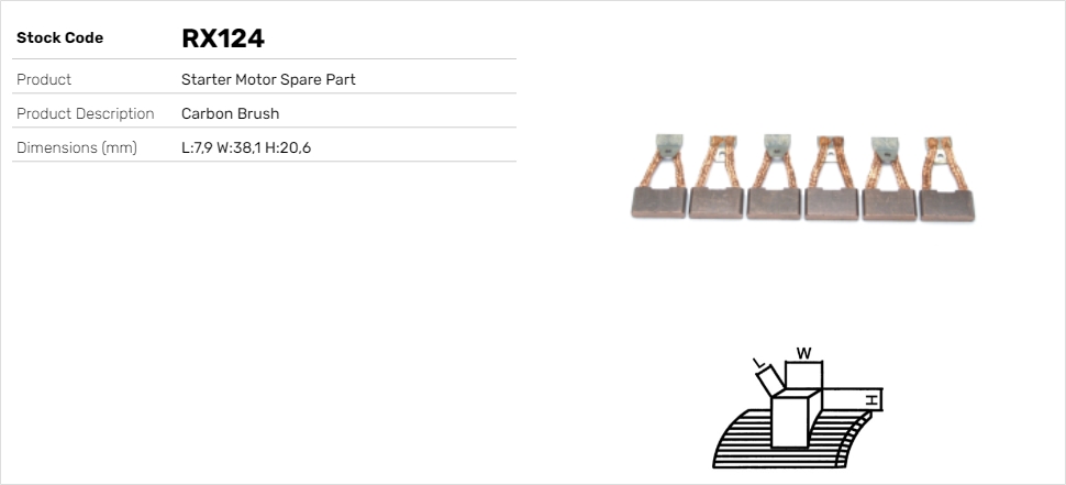 Uhlíkový zberač żtartéra Lucas Elektrik A.Ş.