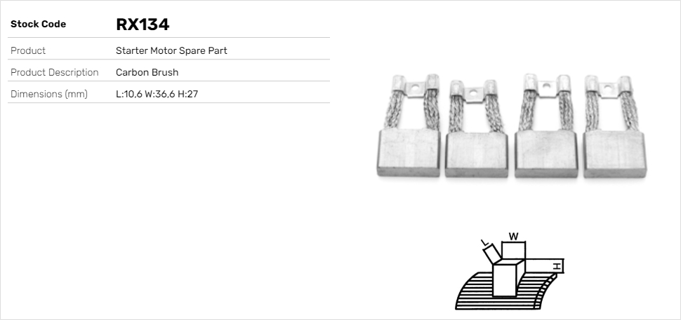 Uhlíkový zberač żtartéra Lucas Elektrik A.Ş.