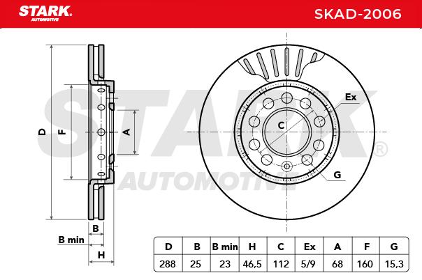 Brzdový kotúč STARK AUTOMOTIVE GMBH