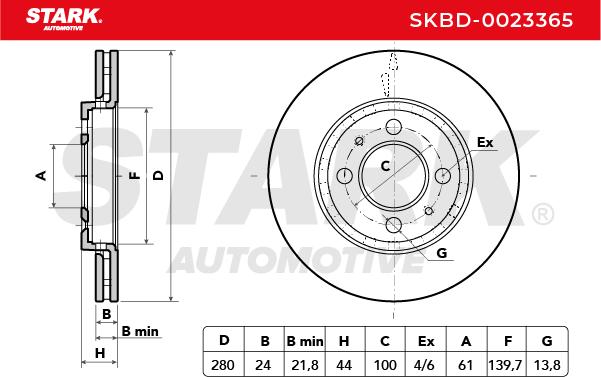 Brzdový kotúč STARK AUTOMOTIVE GMBH