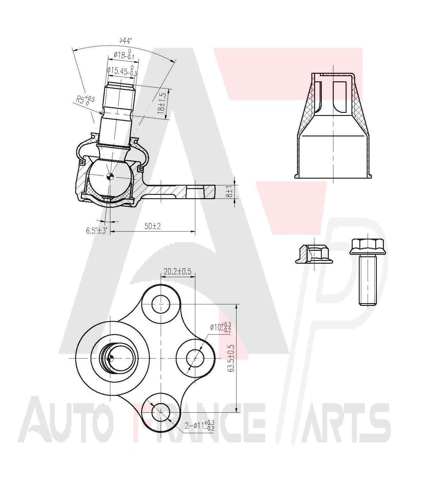 Zvislý/nosný čap Auto France Parts