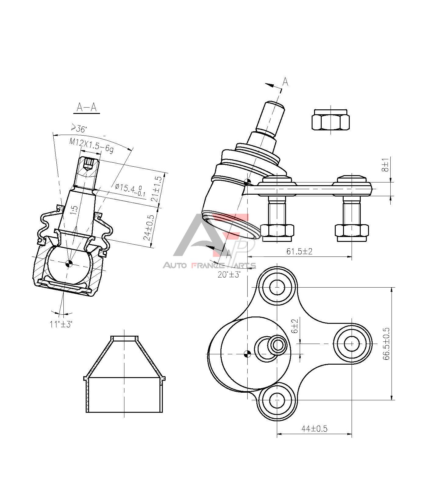 Zvislý/nosný čap Auto France Parts