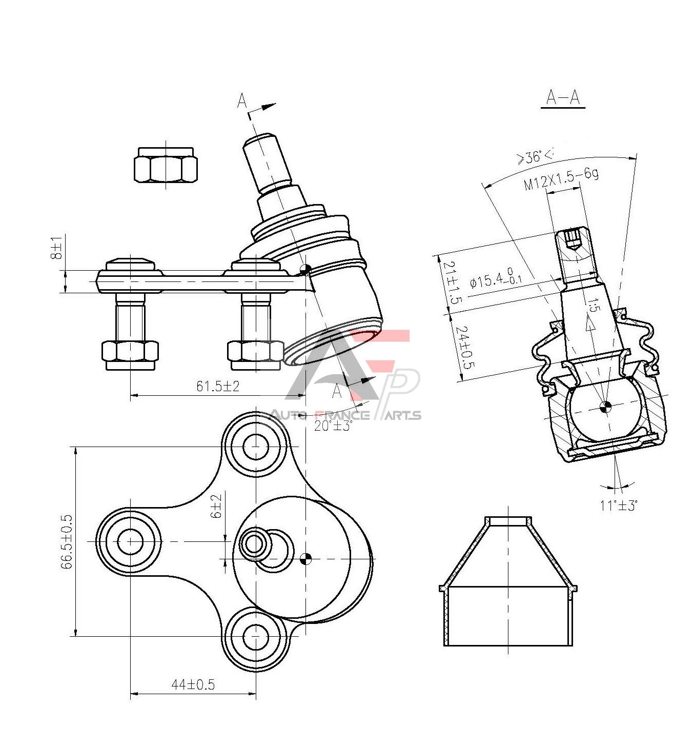 Zvislý/nosný čap Auto France Parts
