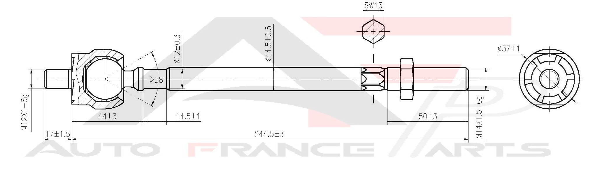 Axiálny čap tiahla riadenia Auto France Parts