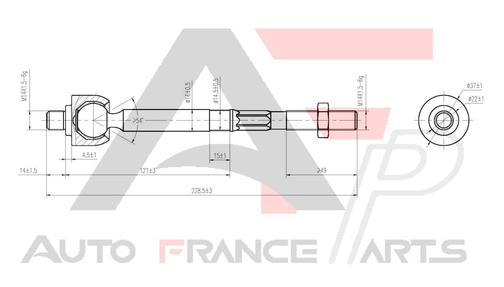 Axiálny čap tiahla riadenia Auto France Parts