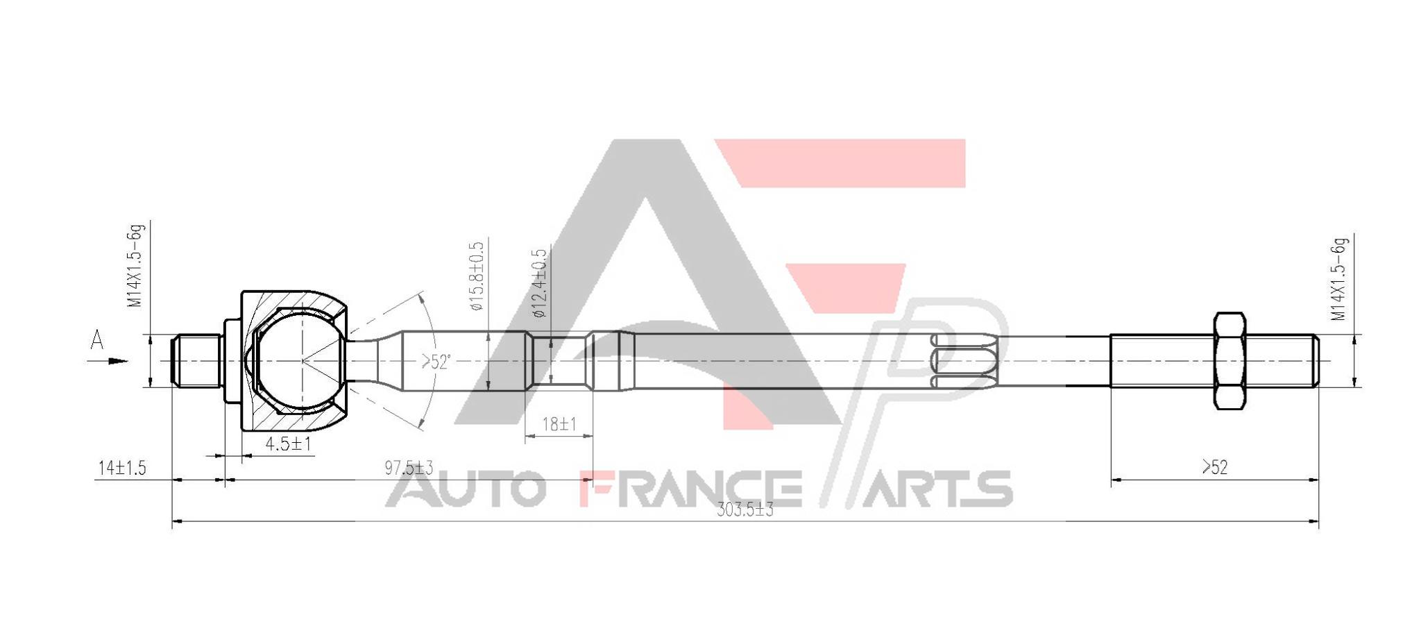 Axiálny čap tiahla riadenia Auto France Parts