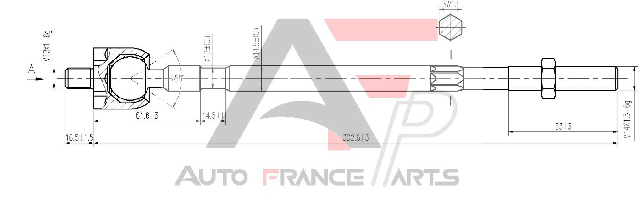 Axiálny čap tiahla riadenia Auto France Parts