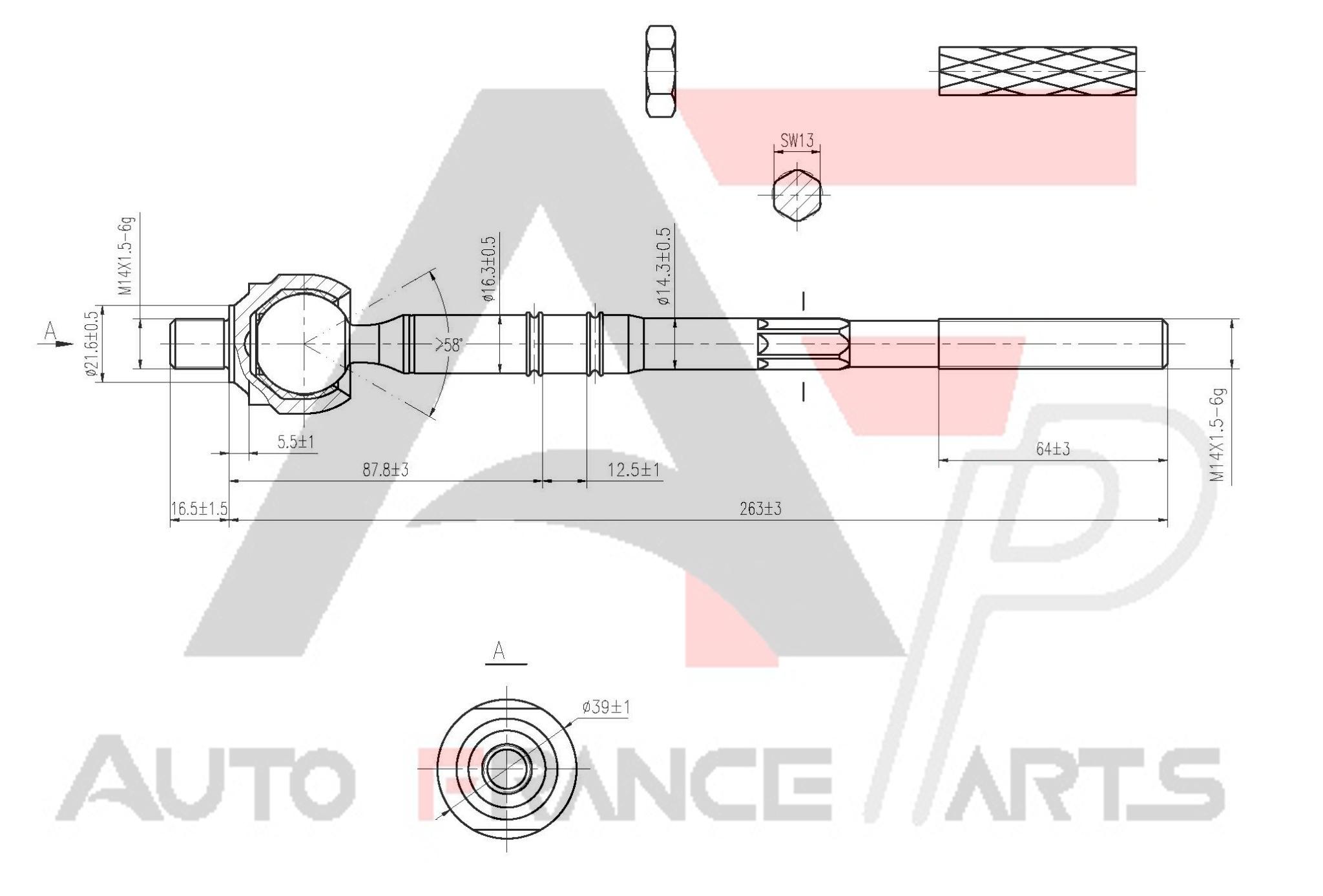 Axiálny čap tiahla riadenia Auto France Parts
