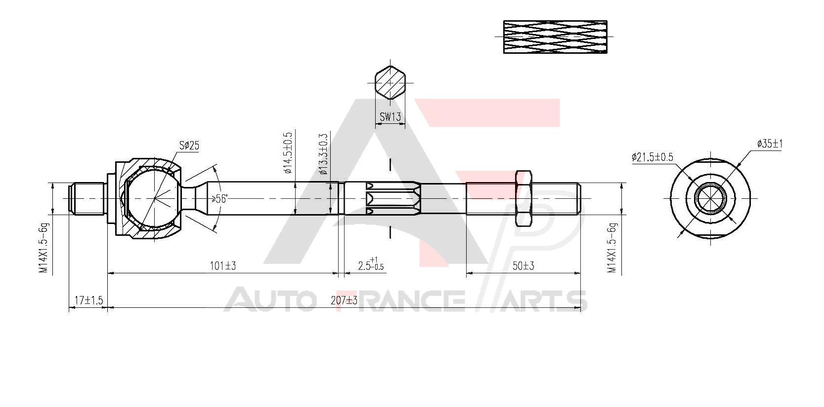 Axiálny čap tiahla riadenia Auto France Parts