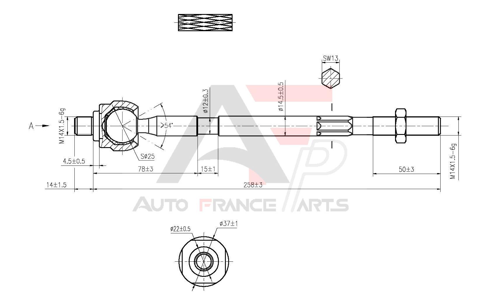 Axiálny čap tiahla riadenia Auto France Parts