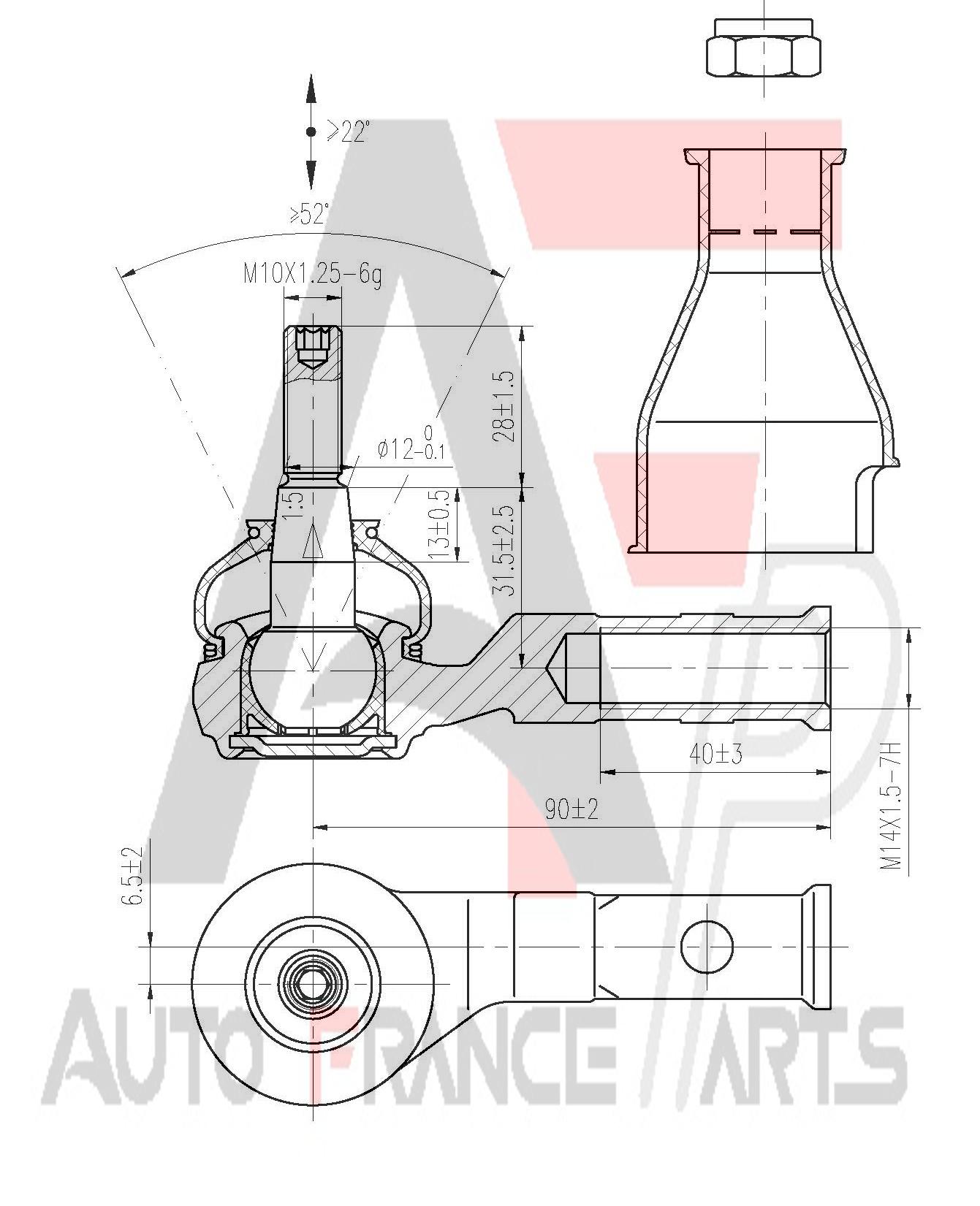 Hlava/čap spojovacej tyče riadenia Auto France Parts