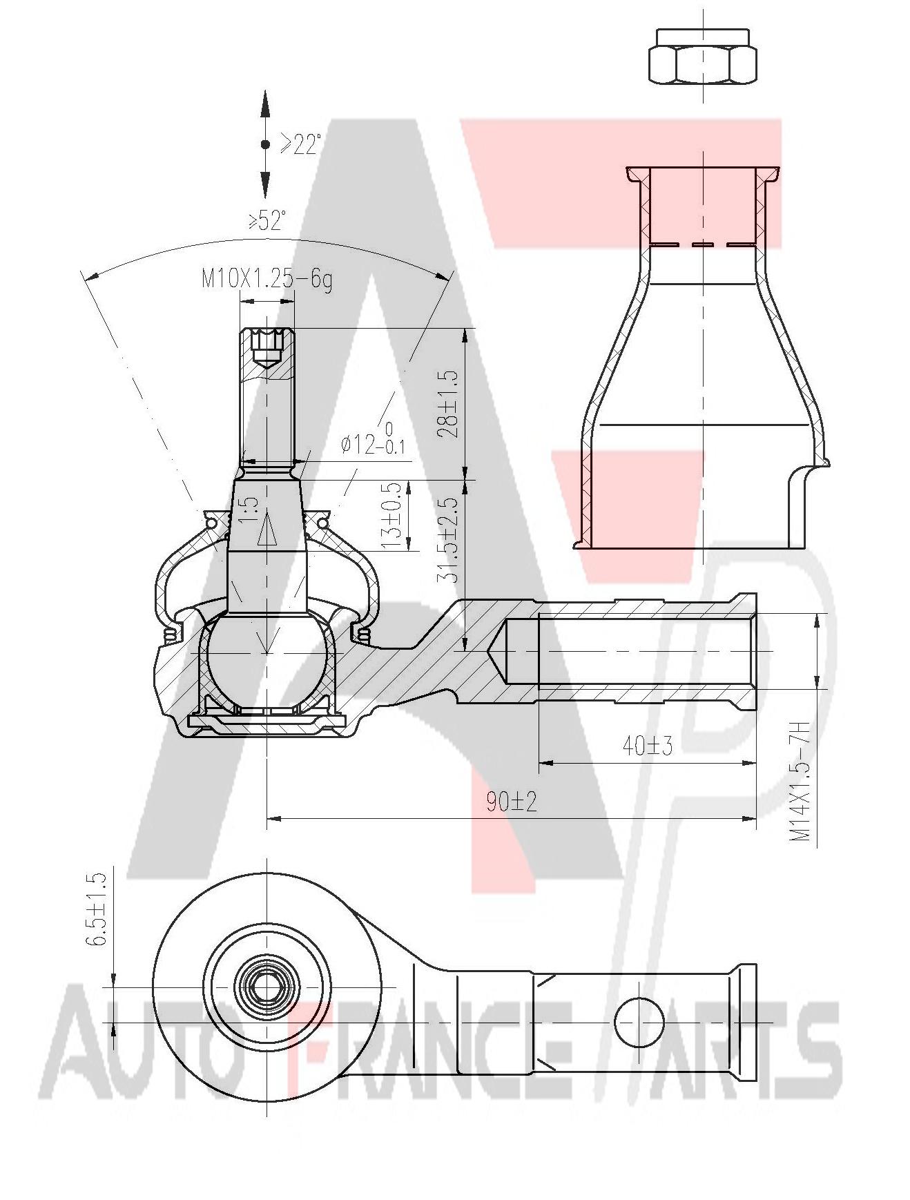 Hlava/čap spojovacej tyče riadenia Auto France Parts