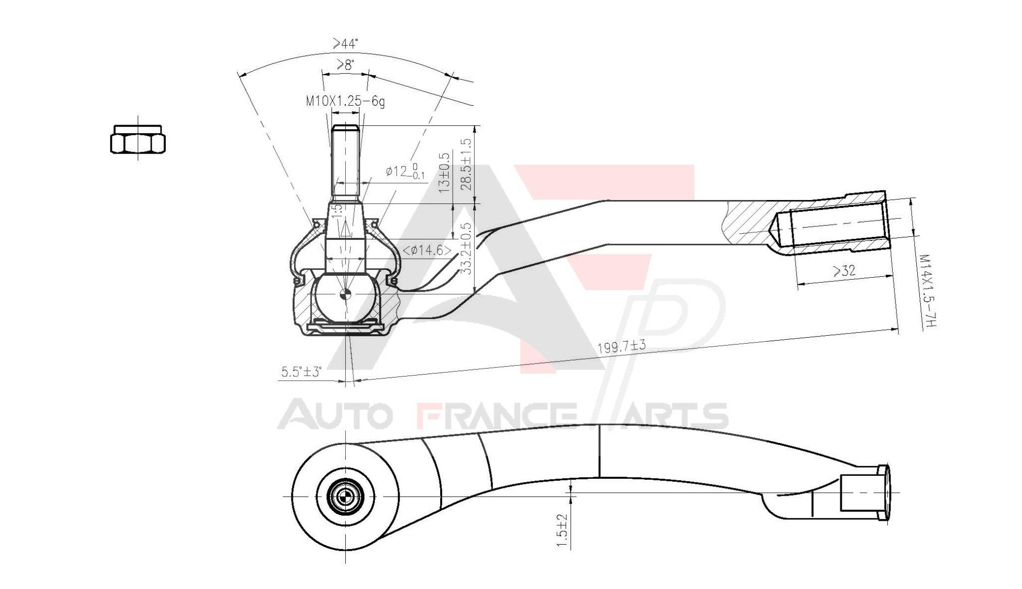 Hlava/čap spojovacej tyče riadenia Auto France Parts