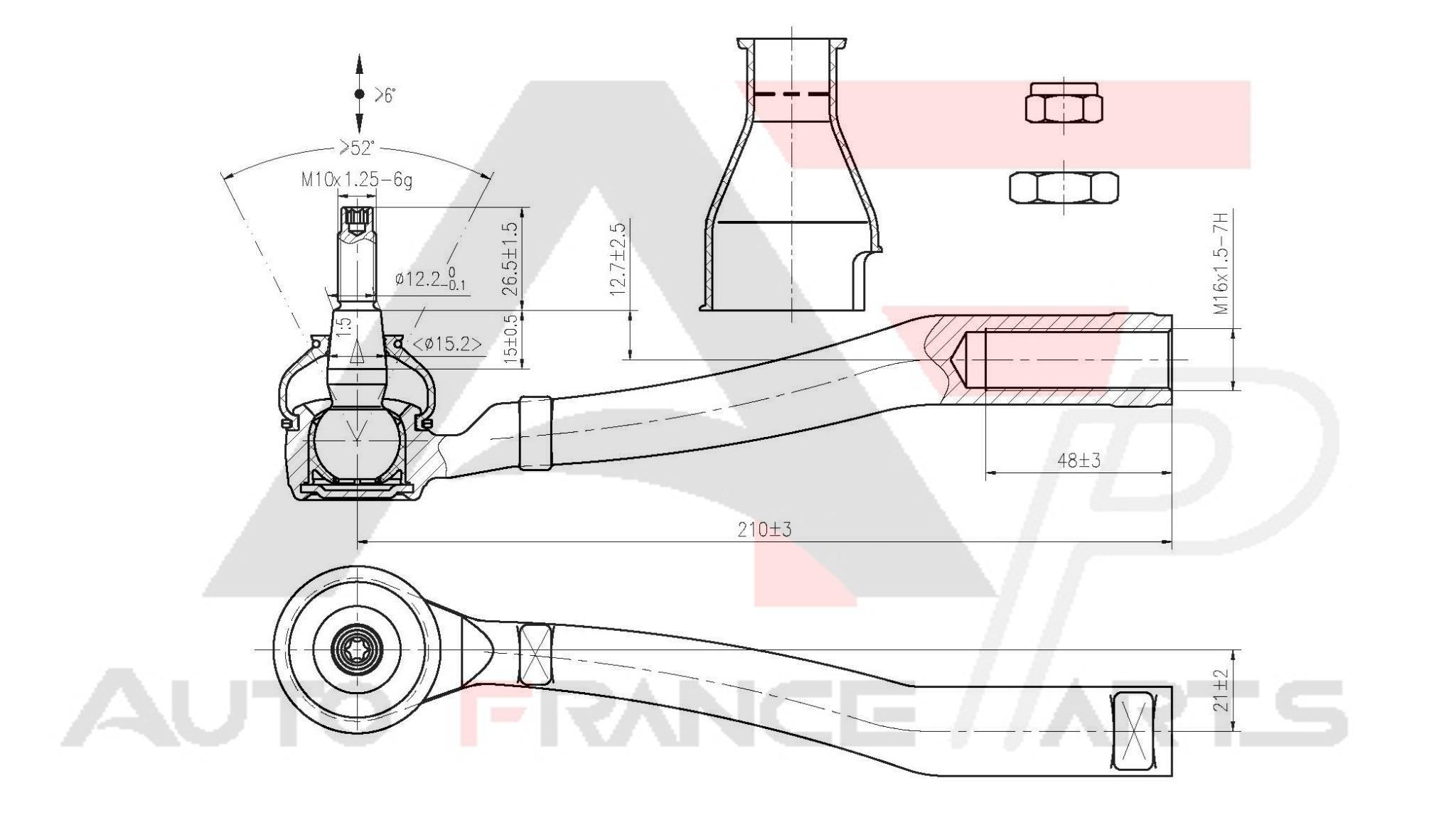 Hlava/čap spojovacej tyče riadenia Auto France Parts