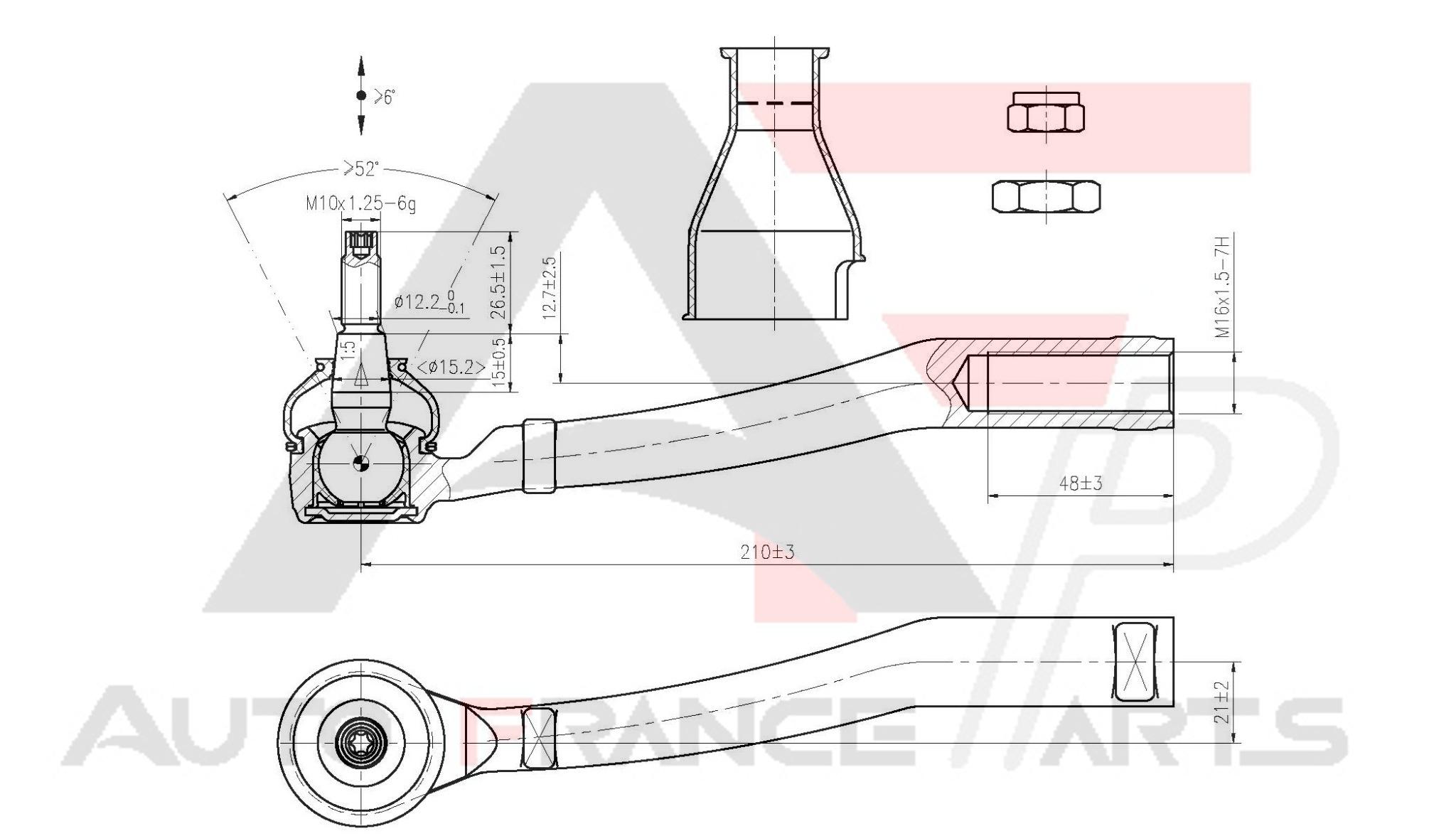 Hlava/čap spojovacej tyče riadenia Auto France Parts