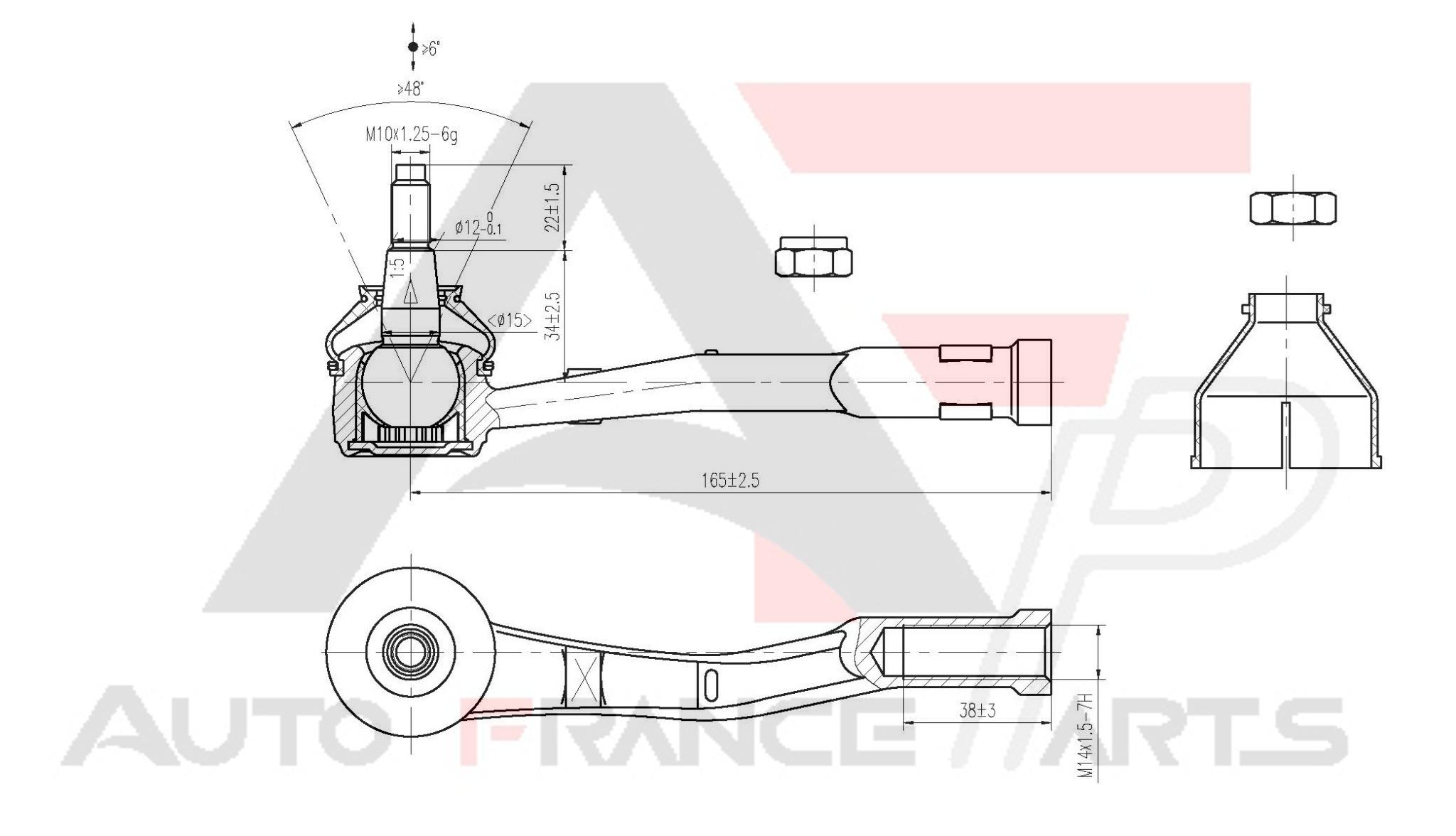 Hlava/čap spojovacej tyče riadenia Auto France Parts