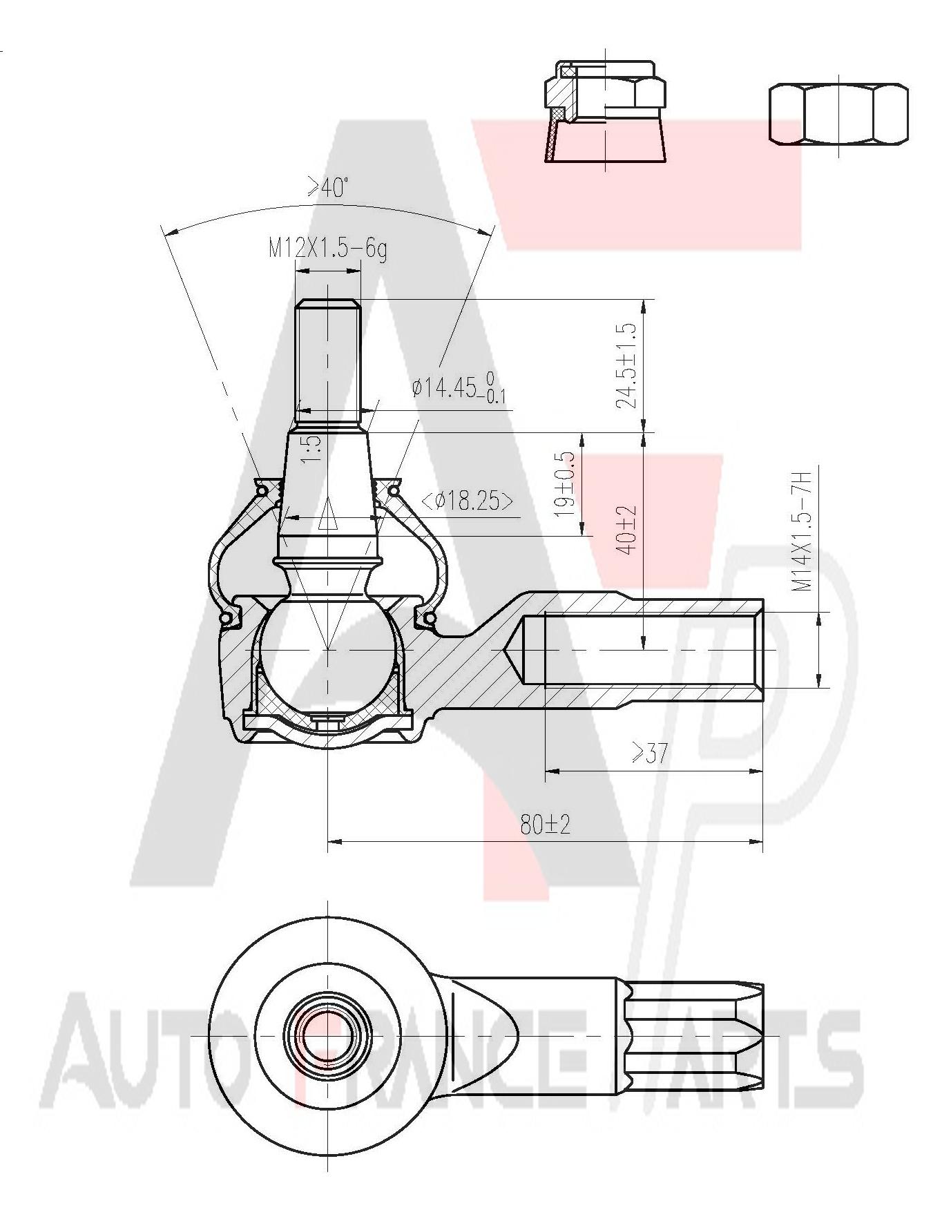 Hlava/čap spojovacej tyče riadenia Auto France Parts