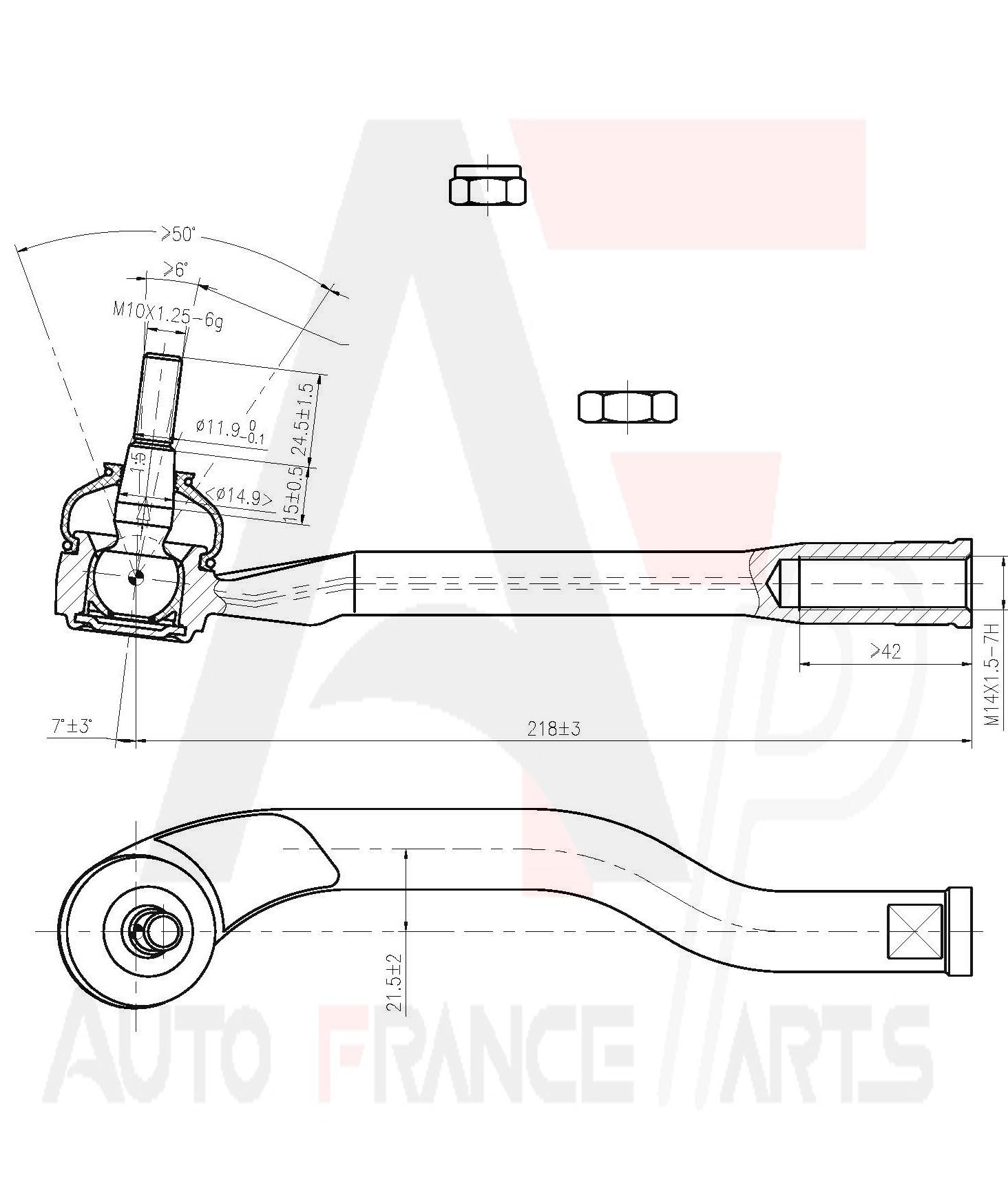 Hlava/čap spojovacej tyče riadenia Auto France Parts