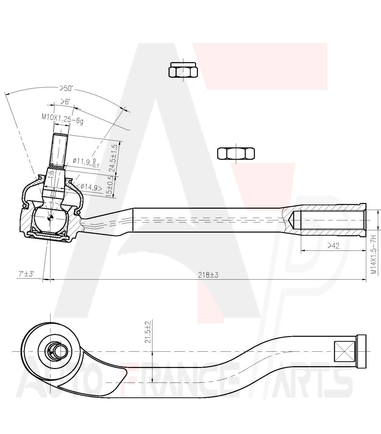 Hlava/čap spojovacej tyče riadenia Auto France Parts