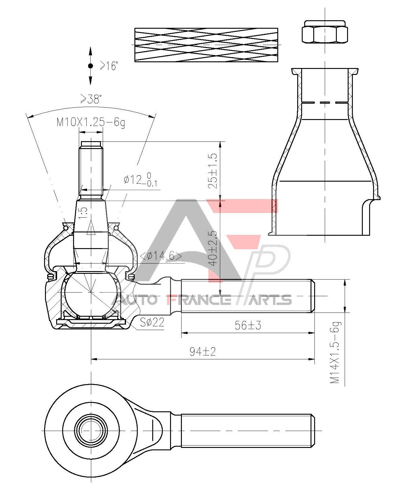 Hlava/čap spojovacej tyče riadenia Auto France Parts
