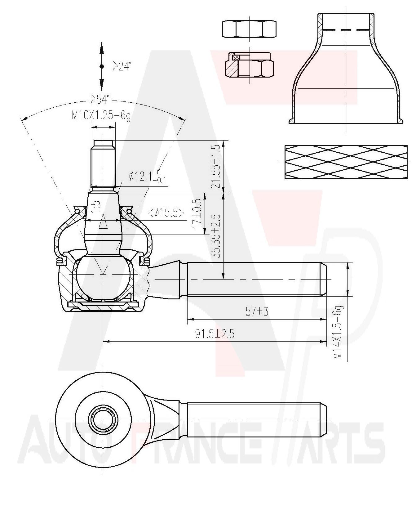 Hlava/čap spojovacej tyče riadenia Auto France Parts