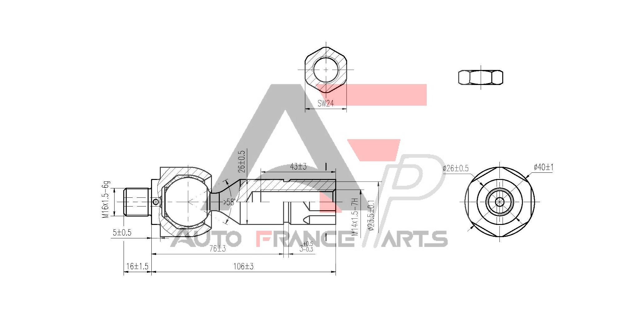 Axiálny čap tiahla riadenia Auto France Parts
