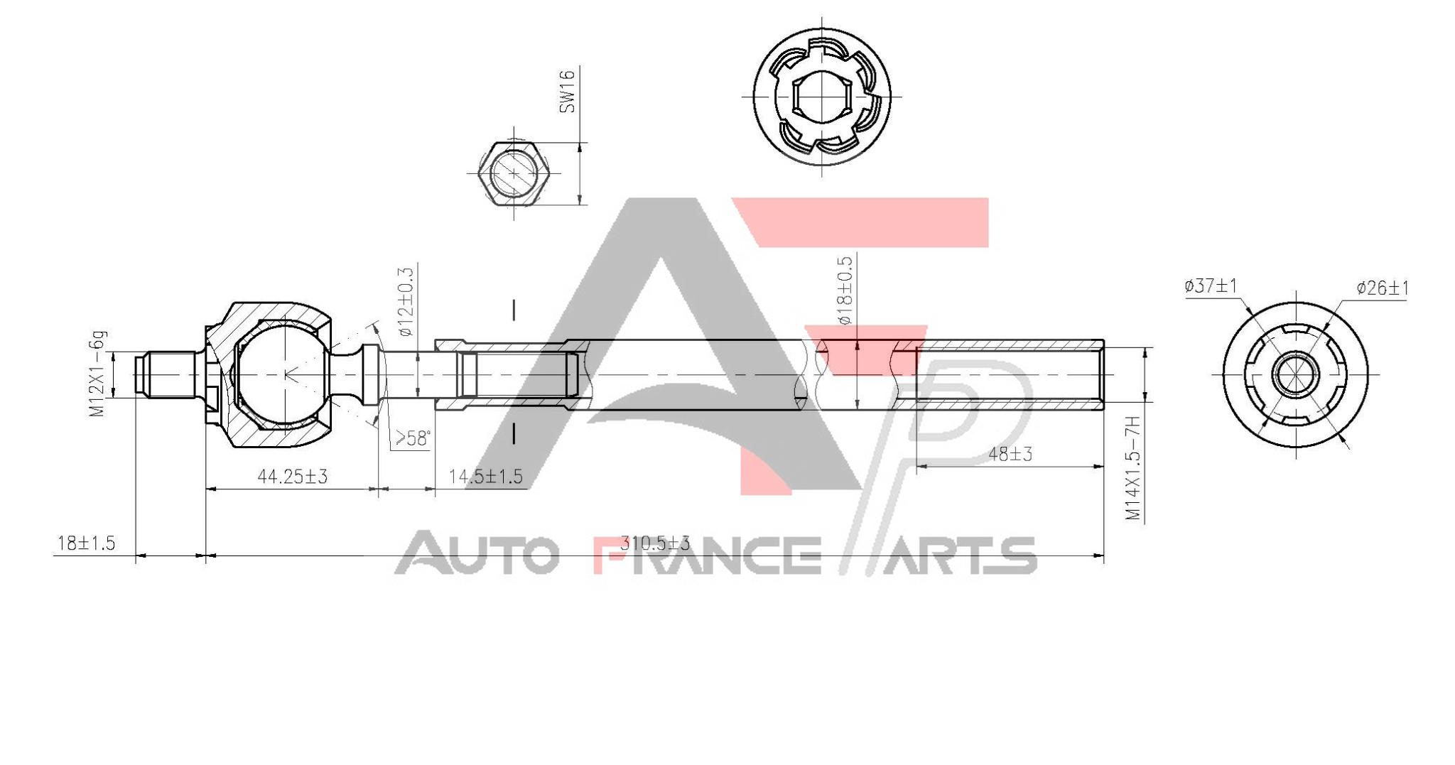 Axiálny čap tiahla riadenia Auto France Parts