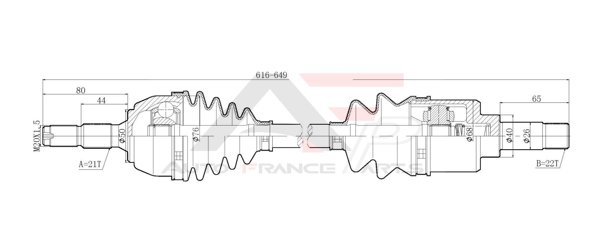 Hnací hriadeľ Auto France Parts