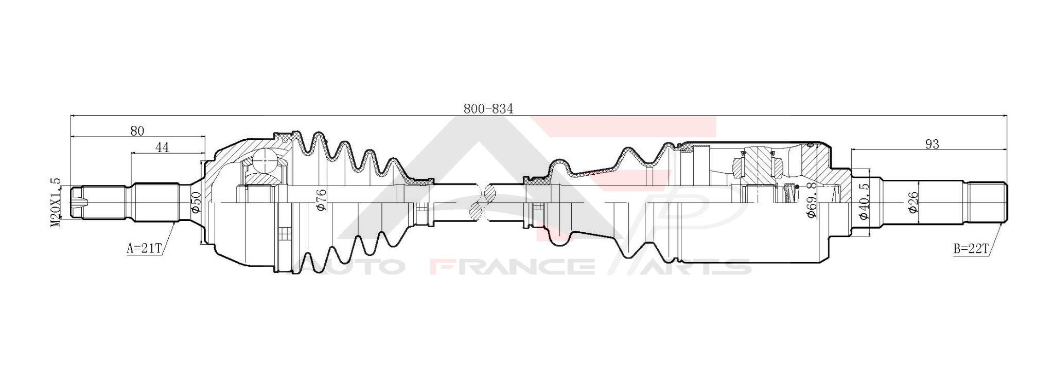 Hnací hriadeľ Auto France Parts