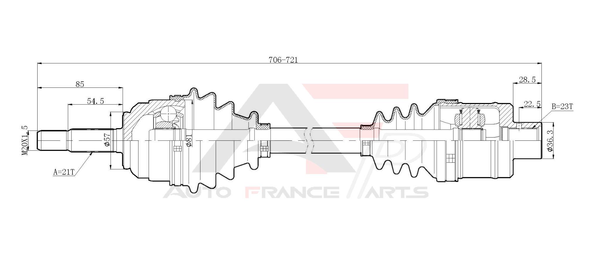 Hnací hriadeľ Auto France Parts