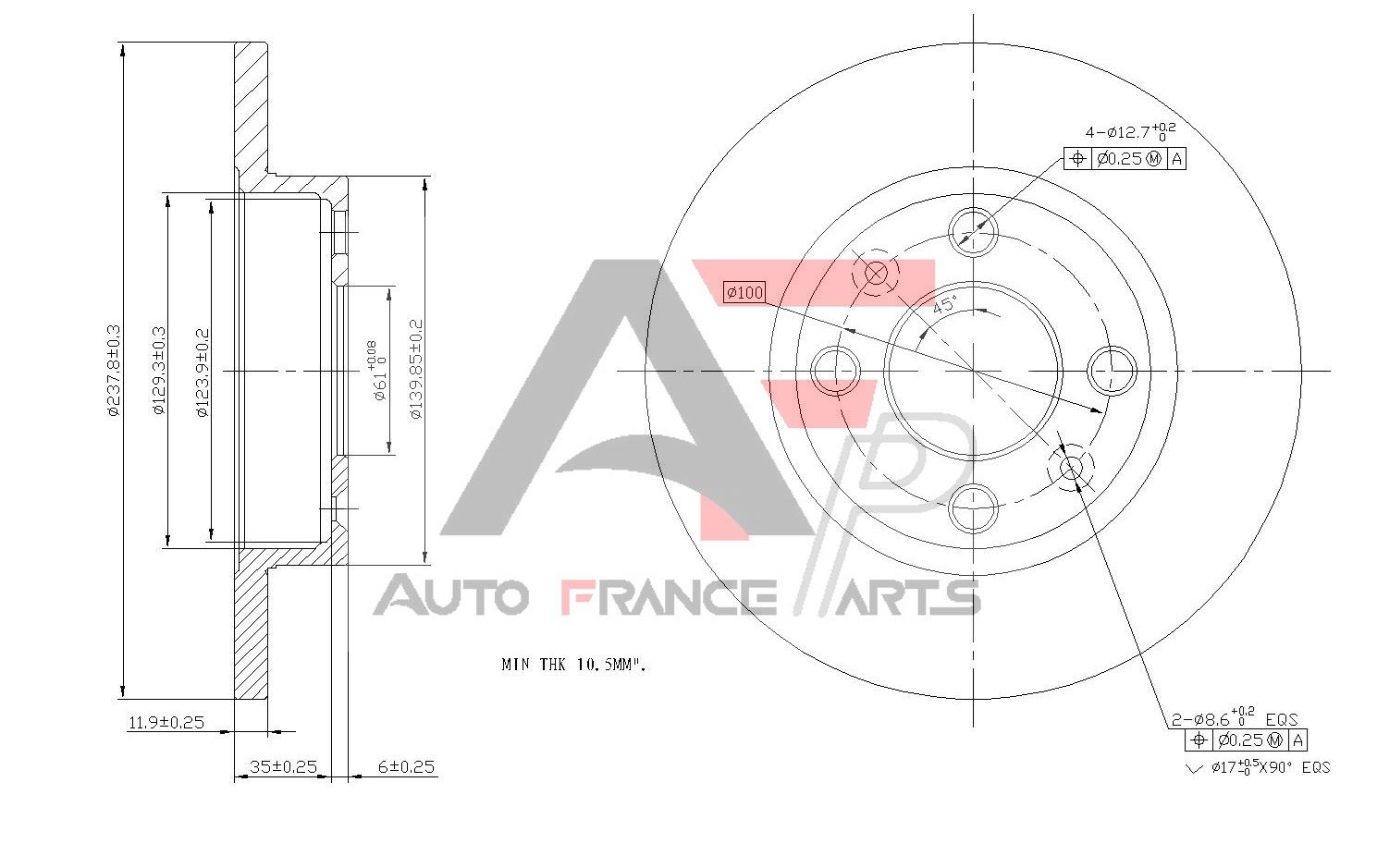 Brzdový kotúč Auto France Parts