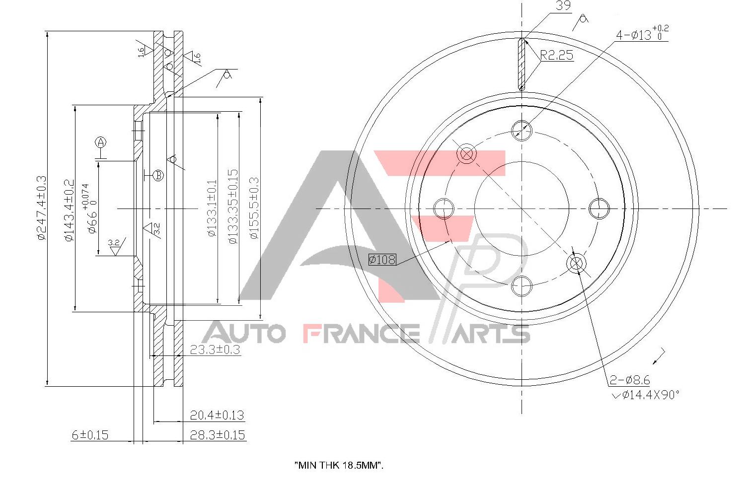 Brzdový kotúč Auto France Parts