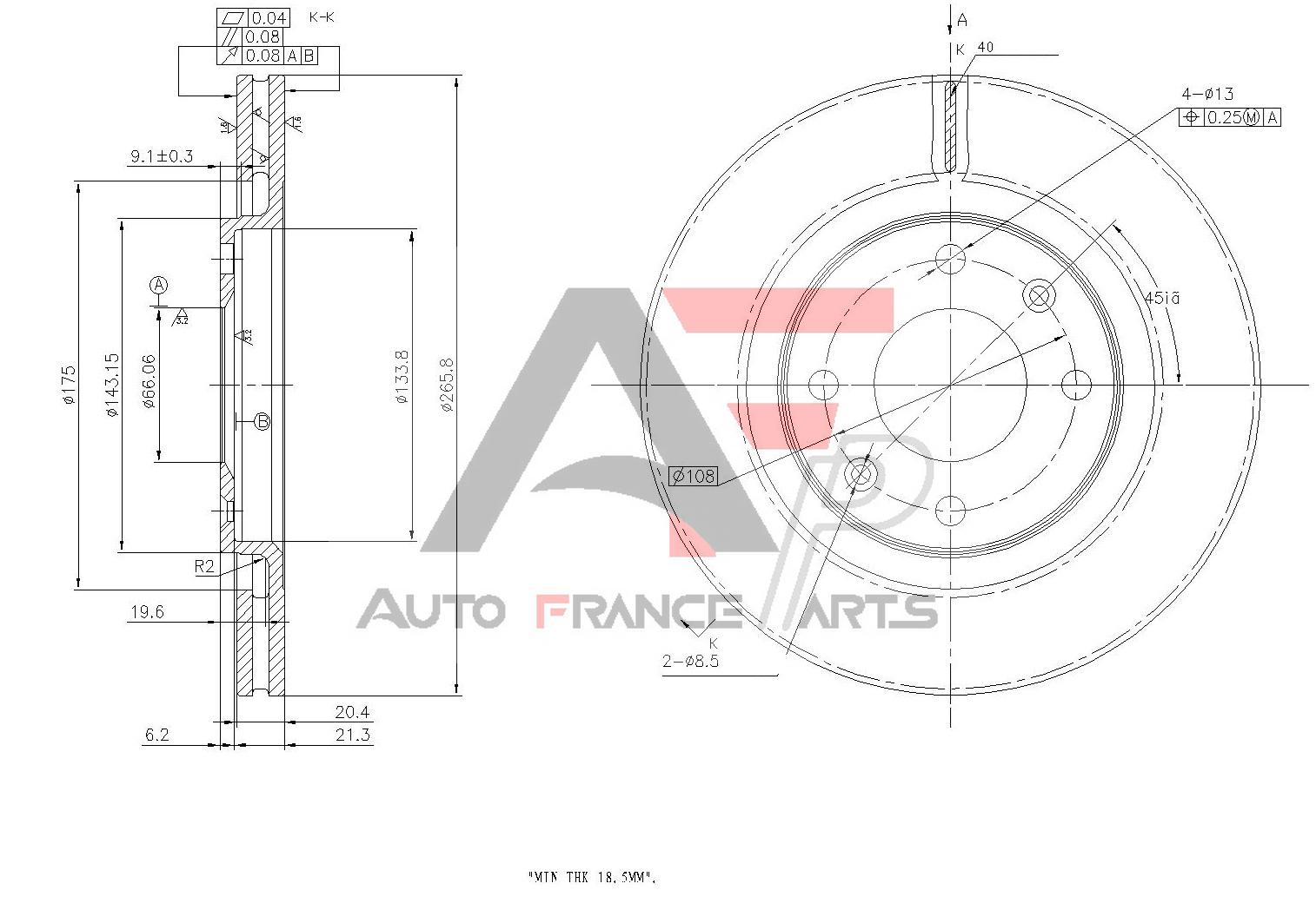 Brzdový kotúč Auto France Parts