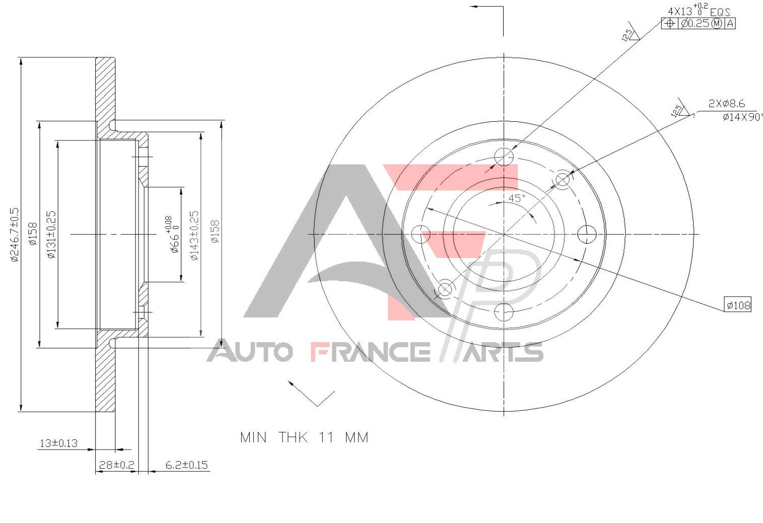 Brzdový kotúč Auto France Parts