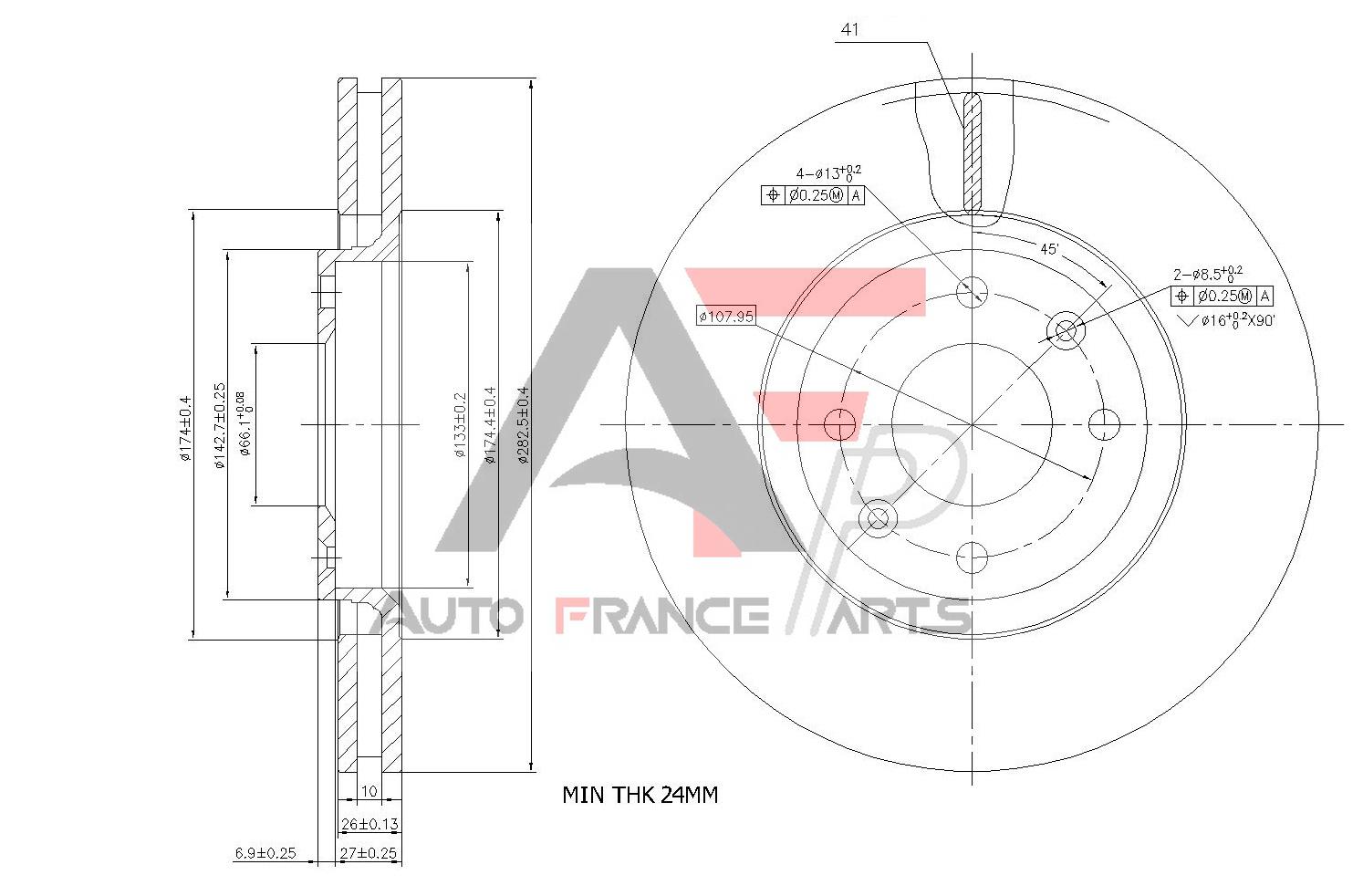 Brzdový kotúč Auto France Parts