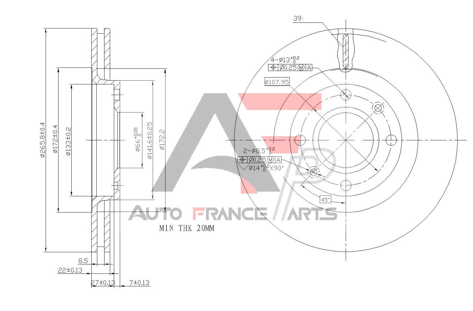 Brzdový kotúč Auto France Parts