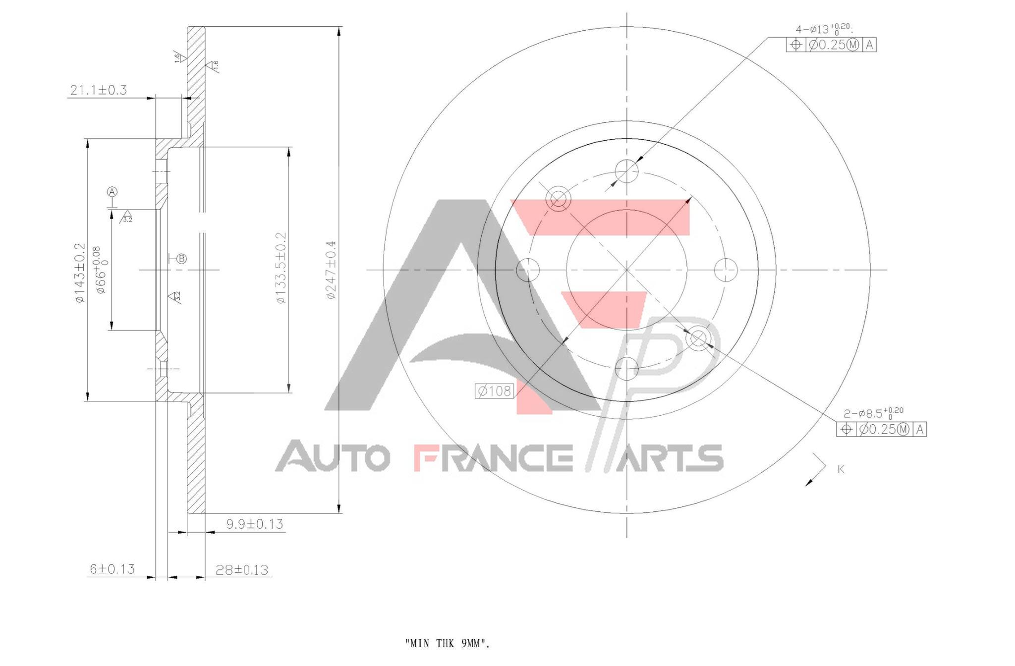 Brzdový kotúč Auto France Parts